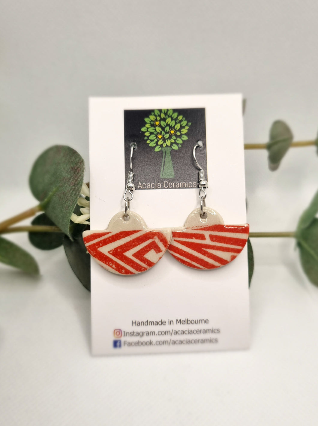 Red Geo Earrings - Med