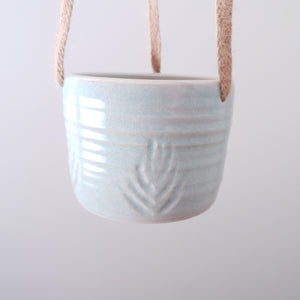 Mint Carved Hanging Planter - Small